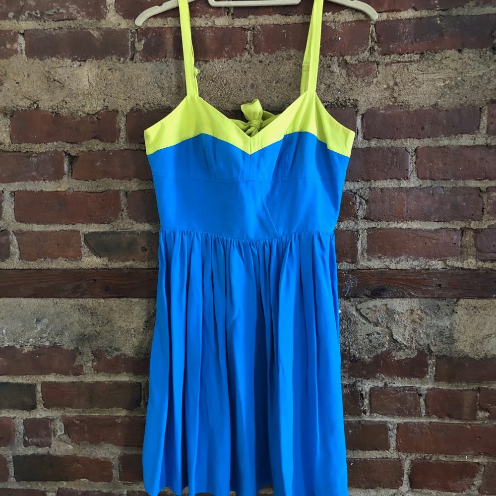 Amanda Uprichard Blue and Green Silk Dress, Size M